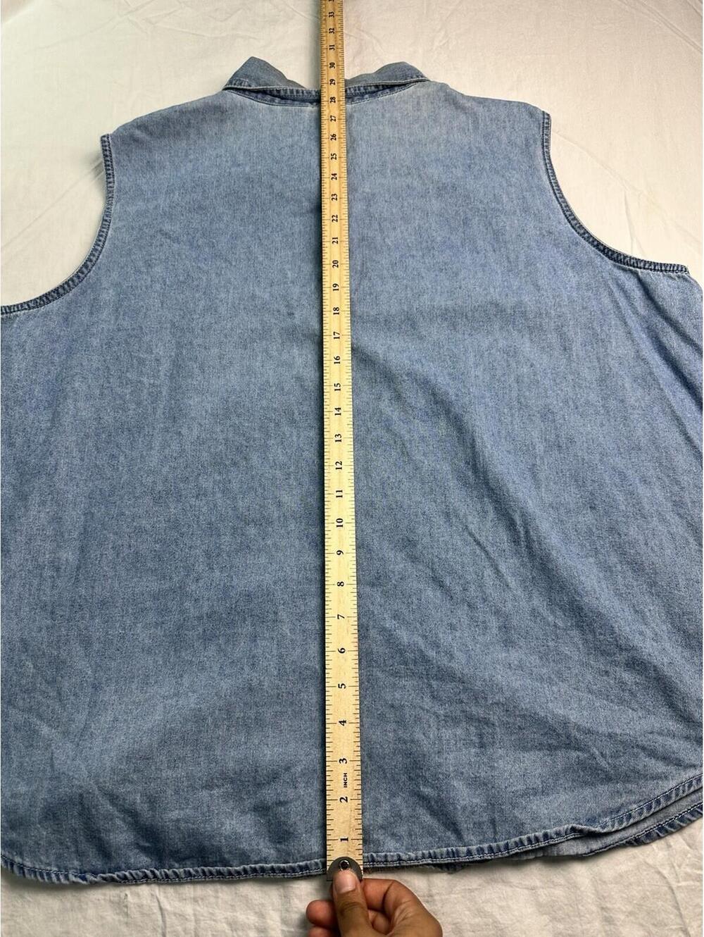 🦋 Vtg 90s Looney Tunes Tweety Y2K Sleeveless Womens Tank Top Denim 24W 25-6 🐥 - Picture 6 of 8